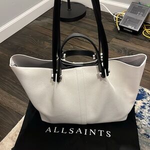 AllSaints Allington Leather Tote Bag - Cloud White